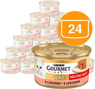 Gourmet gold Melting Heart jemná paštéta s omáčkou vnútri a lososom 24 × 85 g - Konzerva pre mačky