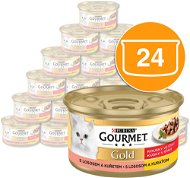 Gourmet gold kúsky v šťave s lososom a kuraťom 24×  85 g - Konzerva pre mačky