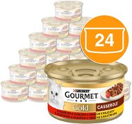 Gourmet gold dus. a gril. kúsky v omáčke s hovädzím / kuracím v paradajkovej omáčke 24×  85 g - Konzerva pre mačky