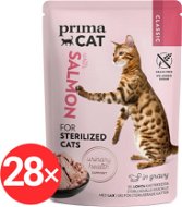 PrimaCat Kapsička pro sterilizované kočky filety s lososím masem ve šťávě 28 × 85 g - Cat Food Pouch