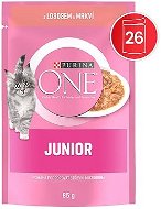 Purina ONE Junior minifiletky s lososem a mrkví ve šťávě 26 × 85 g - Cat Food Pouch