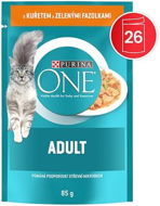 Purina ONE Adult minifiletky s kuřetem a zelenými fazolkami ve šťávě 26 × 85 g - Cat Food Pouch