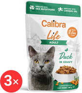 Calibra Cat Life pocket for adult cats with duck in sauce 3 × 85 g - Cat Food Pouch