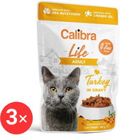Calibra Cat Life pocket for adult cats with turkey in sauce 3 × 85 g - Cat Food Pouch