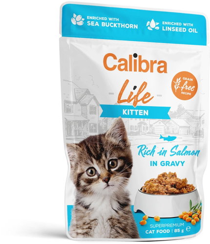 Calibra Cat Life Capsule for kittens with salmon in sauce 85 g - Cat Food Pouch - Main image