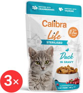 Calibra Cat Life capsule for neutered cats with duck in sauce 3 × 85 g - Cat Food Pouch