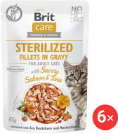 Brit Care Cat Sterilised Fillets in Gravy with Savory Salmon & Tuna 6 × 85 g - Cat Food Pouch