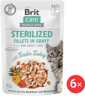 Brit Care Cat Sterilized Fillets in Gravy with Tender Turkey 6 × 85 g - Kapsička pro kočky