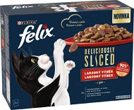 Felix deliciously sliced Tasty Shreds multipack hovädzie, kura, kačka a morka v želé 12× 80 g - Kapsička pre mačky