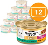 Gourmet Gold králík a játra, dušené a grilované kousky 12 × 85 g - Canned Food for Cats
