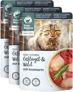 Pure Nature Cat Senior Poultry and Venison with rosemary 3 × 85 g - Cat Food Pouch