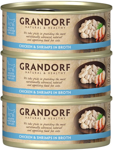 Grandorf Chicken breast with shrimps 3 × 70 g - Canned Food for Cats - Main image
