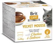 Brit Care Cat Velvet Mousse Skin & Coat Chicken & Salmon 2×80g - Cat Food in Tray