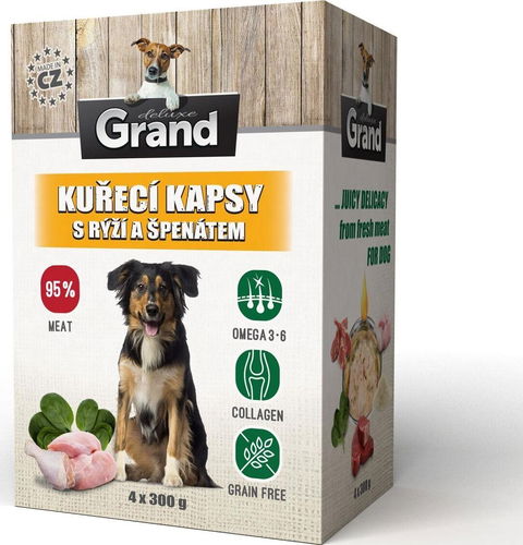 Grand Deluxe kuřecí s rýží a špenátem 4 × 300 g - Kapsička pro psy - Hlavní obrázek
