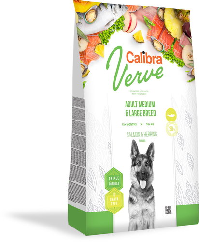 Calibra Dog Verve GF Adult Medium & Large Salmon & Herring 2kg - Dog Kibble - Main image