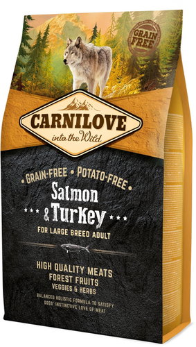 Carnilove Granules with salmon and turkey for adult dogs of large breeds 4 kg - Dog Kibble - Main image