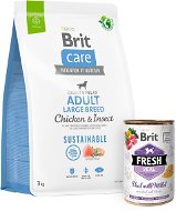 Brit Care Dog Sustainable s kuřecím a hmyzem Adult Large Breed 3 kg + Brit Fresh Veal with millet 40 - Dog Kibble