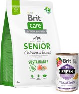 Brit Care Dog Sustainable s kuřecím a hmyzem Senior 3 kg + Brit Fresh Veal with millet 400 g  - Dog Kibble