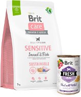 Brit Care Dog Sustainable s hmyzem a rybou Sensitive 3 kg + Brit Fresh Veal with millet 400 g  - Dog Kibble