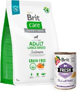 Brit Care Dog Grain-free s lososem Adult Large Breed 3 kg + Brit Fresh Veal with millet 400 g  - Dog Kibble