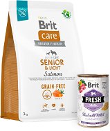 Brit Care Dog Grain-free s lososom Senior & Light 3 kg + Brit Fresh Veal with millet 400 g - Granuly pre psov