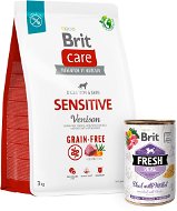 Brit Care Dog Grain-free so zverinou Sensitive 3 kg + Brit Fresh Veal with millet 400 g - Granuly pre psov