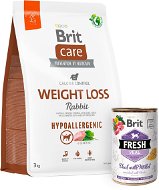 Brit Care Dog Hypoallergenic s králičím Weight Loss 3 kg + Brit Fresh Veal with millet 400 g - Granuly pre psov