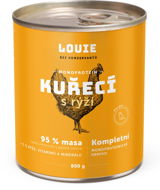 LOUIE Kompletné monoproteínové krmivo –  kuracie (95 %) s ryžou (5 %) - Konzerva pre psov