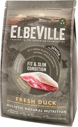 Elbeville Senior Mini Fit and Slim Condition Fresh Duck 1,4 kg - Dog Kibble - Main image