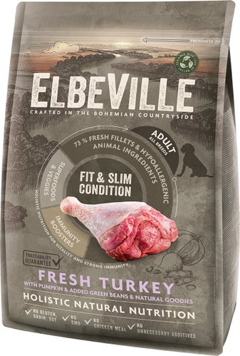 Elbeville Adult All Breeds Fit and Slim Condition Fresh Turkey 4 kg - Dog Kibble - Main image