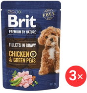 Brit Premium by Nature Dog Fillets in Gravy Chicken & Green Peas 3 × 85 g - Dog Food Pouch