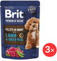 Brit Premium by Nature Dog Fillets in Gravy with Lamb & Green Peas 3 × 85 g - Kapsička pro psy