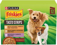 Friskies Tasty Strips dog food pouches – chicken, turkey and duck in gravy, 12 × 85 g - Dog Food Pouch