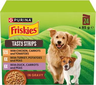 Friskies Tasty Strips kapsičky pro psy kuře, krůta, kachna ve šťávě 24 × 85 g - Dog Food Pouch