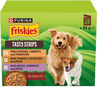 Friskies Tasty Strips kapsičky pro psy kuře, krůta, kachna ve šťávě 24 × 85 g - Dog Food Pouch