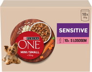 Purina ONE Mini Dog Sensitive kapsičky pro psy losos ve šťávě 10 × 85 g - Dog Food Pouch
