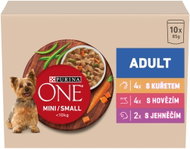 Purina ONE Mini Dog Adult kapsičky pro psy kuře a hovězí, jehněčí ve šťávě 10 × 85 g - Dog Food Pouch