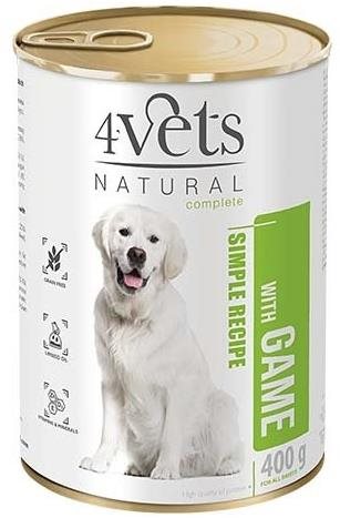 4Vets NATURAL SIMPLE RECIPE with venison 400g canned food for dogs - Canned Dog Food - Main image