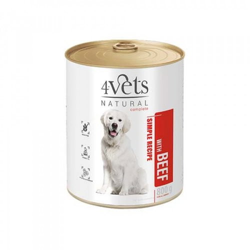 4Vets canned food for dogs Natural Simple Recipe with beef 800 g - Canned Dog Food - Main image