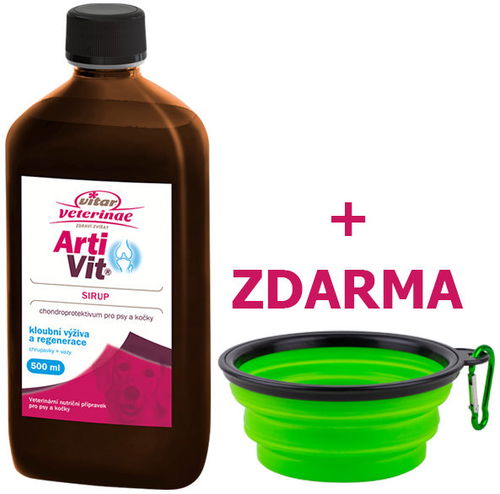 Vtar Veterinae Artivit sirup 500 ml + ZDARMA cestovní miska - Dárkový balíček pro psy - Hlavní obrázek