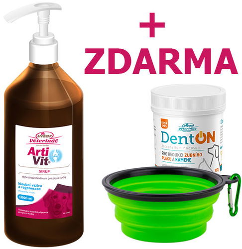Vtar Veterinae Artivit sirup 1000 ml + ZDARMA DentOn 100 g + cestovní miska - Dárkový balíček pro psy - Hlavní obrázek