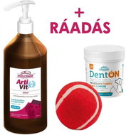 Vitar Veterinae Artivit szirup 1000 ml + Ráadás DentOn 100 g + piros apportírozó labda - Kutya ajándékcsomag
