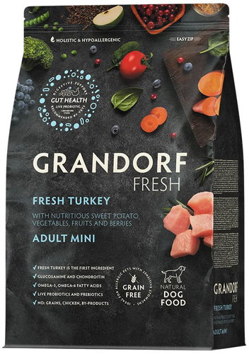 Grandorf FRESH Dog Granules Adult Mini - Turkey 1kg - Dog Kibble - Main image
