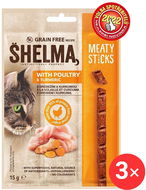 Shelma bezobilné masové tyčinky s drůbežím a kurkumou 3 × 15 g - Pamlsky pro kočky