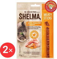 Shelma bezobilné masové tyčinky s drůbežím a kurkumou 2 × 15 g - Pamlsky pro kočky