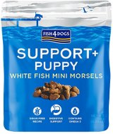FISH4DOGS Maškrty pre šteniatka na podporu trávenia s kúskami bielej ryby a prebiotikami 150 g - Maškrty pre psov