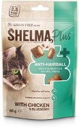 Shelma Anti-hairball bezobilné vankúšiky, kurča, čučoriedky 60 g - Maškrty pre mačky