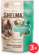 Shelma Anti-hairball bezobilné polštářky, kuře, borůvky 3 × 60 g - Pamlsky pro kočky