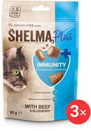 Shelma Immunity bezobilné polštářky hovězí, borůvky 3 × 60 g - Pamlsky pro kočky