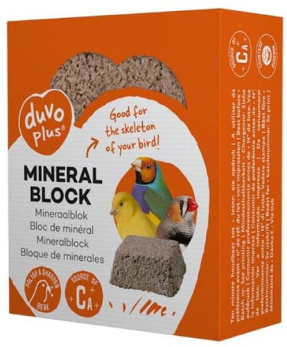 Duvo+ mineral block based on calcium and oysters 80 g 6,5 × 5,3 × 2,5 cm - Mineral Block for Birds - Main image